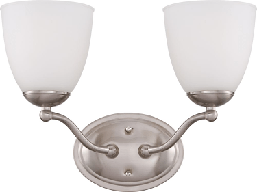 Patton Brushed Nickel Wall Light Glass Shades 15"Wx10"H