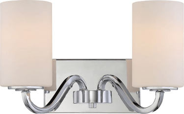 Willow Polished Nickel Wall Light Glass Shades 14"Wx8"H