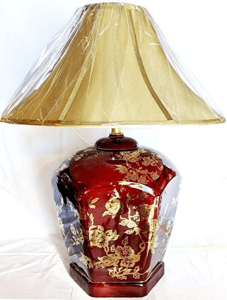 Burgundy Hollywood Regency Lamp 28"H - Sale !