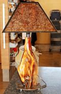 Cedar Wood Lamp With Mica Shade 25"H
